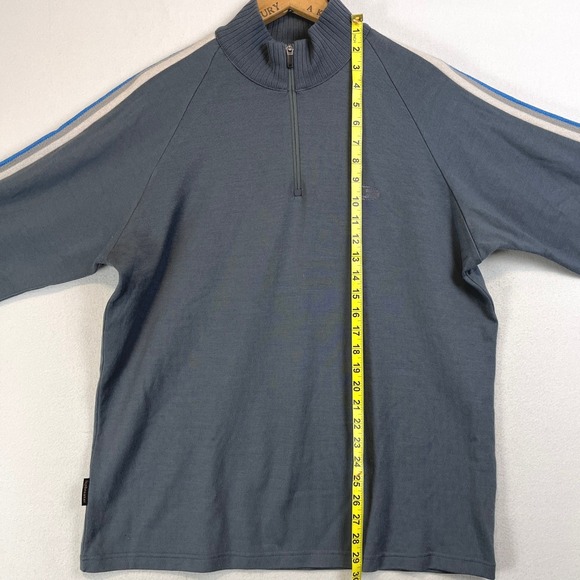 Icebreaker Sport Mens 100%‎ Merino Wool 1/4 Zip Pullover Sweater XL Gray Stripes - Picture 11 of 11